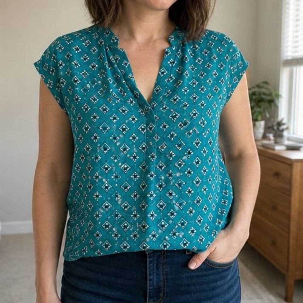 Taupe Ruffle Blouse - Picture 2 of 6